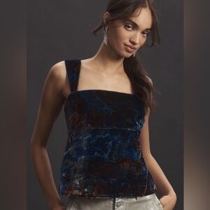 NWT Anthropologie Pilcro Velvet Flyaway Top - Size Small 🦑